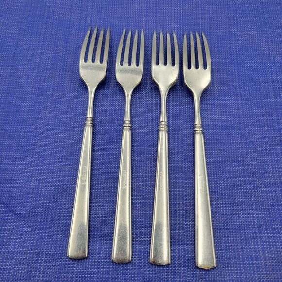 Oneida CUBE EASTON Glossy Dinner Fork Stainless Flatware Set of 4 - Picture 7 of 7